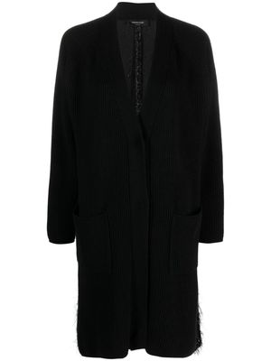 Fabiana Filippi bouclé-detailing knitted cardi-coat - Black