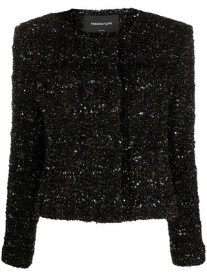 Fabiana Filippi collarless tweed jacket - Black