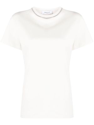 Fabiana Filippi contrasting-trim short-sleeved T-shirt - Neutrals