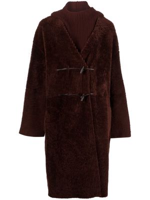 Fabiana Filippi corduroy hooded oversize coat - Brown