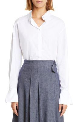 Fabiana Filippi Cotton Poplin Button-Up Shirt in Bianco