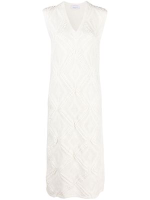 Fabiana Filippi crochet-knit V-neck dress - White