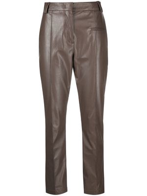 Fabiana Filippi cropped faux leather trousers - Brown