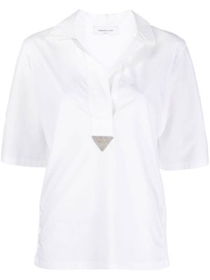 Fabiana Filippi crystal-embellished three-quarter length sleeve shirt - White