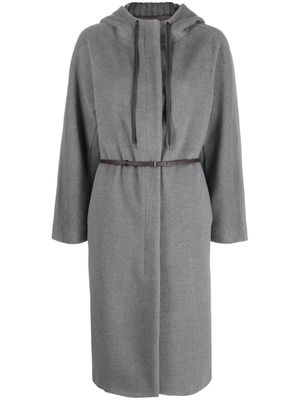 Fabiana Filippi drawstring-hood belted midi coat - Grey