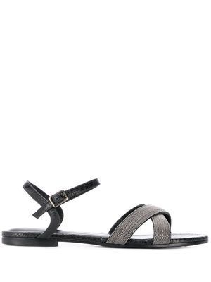 Fabiana Filippi embellished snake-effect sandals - Black