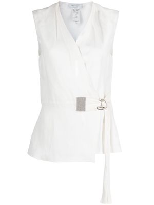 Fabiana Filippi embellished wrap blouse - White