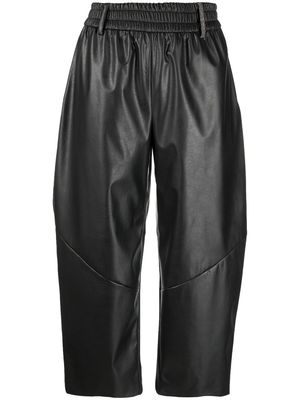 Fabiana Filippi faux-leather elasticated-waist cropped trousers - Grey