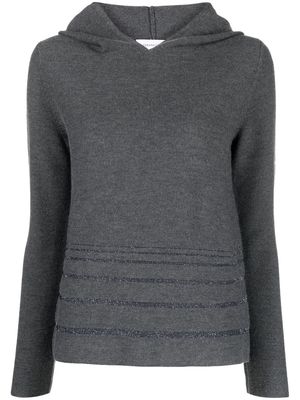 Fabiana Filippi fine-knit long-sleeve hoodie - Grey