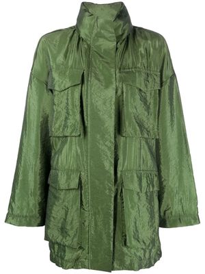 Fabiana Filippi flap-pocket hooded coat - Green