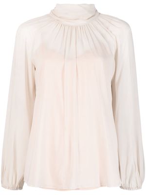 Fabiana Filippi gathered pussy-bow silk blouse - Neutrals