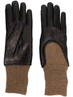 Fabiana Filippi leather-wool gloves - Brown