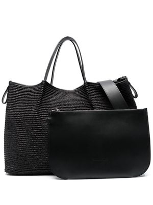 Fabiana Filippi logo-patch woven leather tote bag - Black