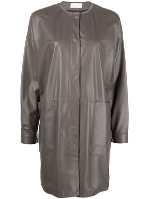 Fabiana Filippi long-sleeve leather coat - Grey