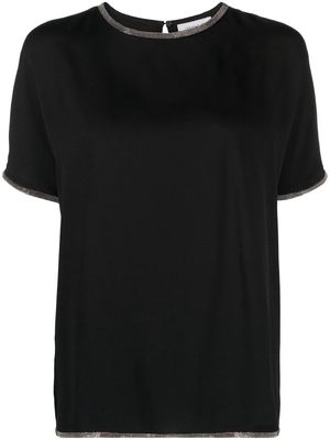 Fabiana Filippi metallic-thread short-sleeved top - Black