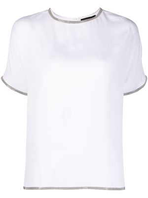 Fabiana Filippi metallic-trim round-neck T-shirt - White