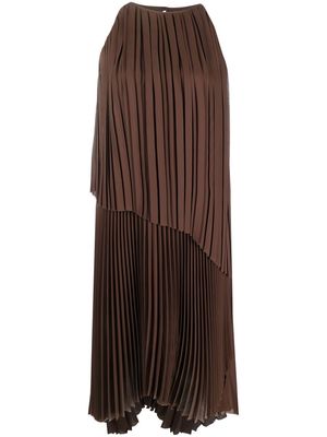 Fabiana Filippi pleated asymmetric dress - Brown