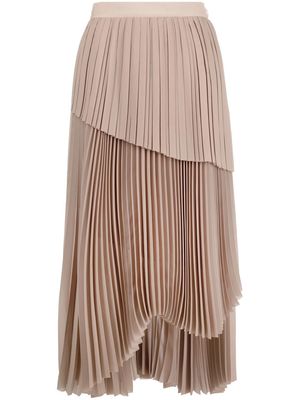 Fabiana Filippi pleated asymmetric skirt - Brown