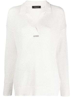 Fabiana Filippi polo-collar open-knit jumper - White