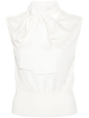 Fabiana Filippi pussy-bow collar knitted top - Neutrals