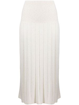 Fabiana Filippi ribbed-knit side-slit skirt - White