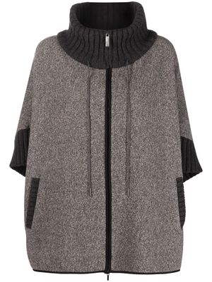 Fabiana Filippi ribbed-trim knitted zip-front coat - Grey