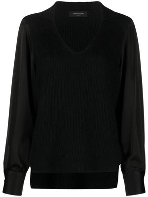 Fabiana Filippi shirt-sleeve ribbed-knit jumper - Black