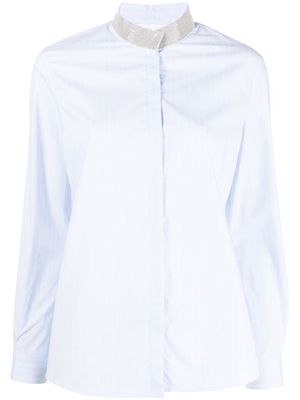 Fabiana Filippi stripe-print beaded-collar shirt - Blue