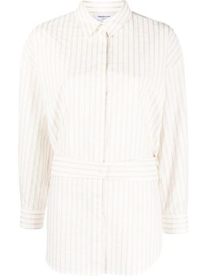 Fabiana Filippi stripe-print tied-waist shirt - White