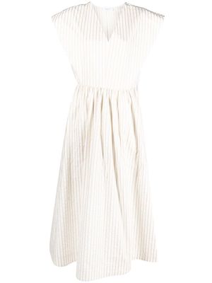 Fabiana Filippi stripe-print V-neck dress - White