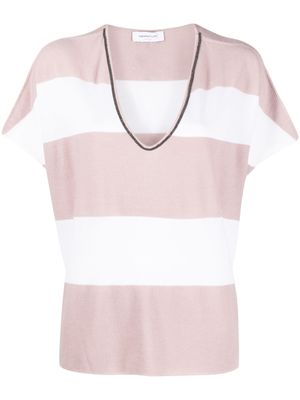 Fabiana Filippi stripe-print V-neck top - Pink