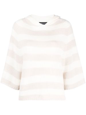 Fabiana Filippi striped cashmere hooded top - White
