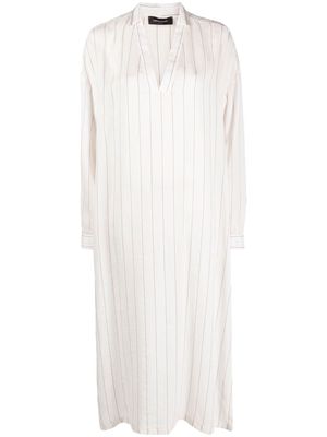 Fabiana Filippi striped long-sleeved kaftan dress - White