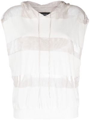 Fabiana Filippi striped metallic-effect sleeveless hoodie - White