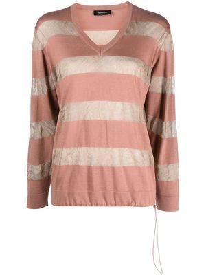 Fabiana Filippi striped V-neck sweatshirt - Brown