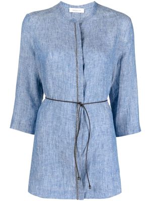 Fabiana Filippi tie-waist linen blouse - Blue
