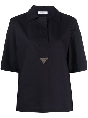 Fabiana Filippi triangle-appliqué short-sleeve shirt - Black