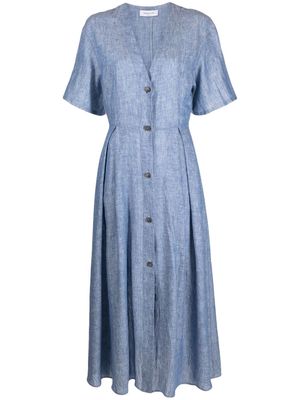 Fabiana Filippi V-neck chambray linen midi dress - 5103 BLUE