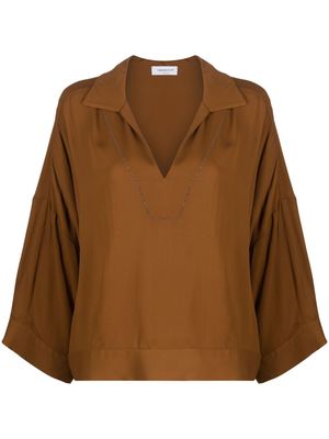 Fabiana Filippi V-neck long-sleeved blouse - Brown