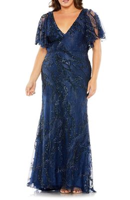 FABULOUSS BY MAC DUGGAL Embellished Flutter Sleeve Gown in Midnight