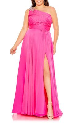 FABULOUSS BY MAC DUGGAL Embellished One-Shoulder Chiffon Gown in Candy Pink