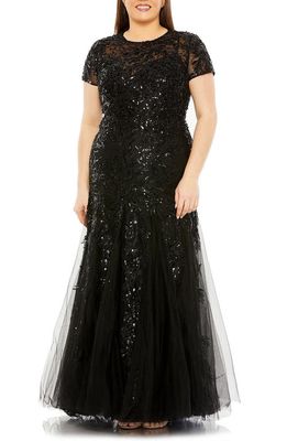FABULOUSS BY MAC DUGGAL Embellished Short Sleeve Gown in Black