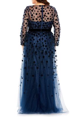 FABULOUSS BY MAC DUGGAL Floral Appliqué Bracelet Sleeve Gown in Midnight