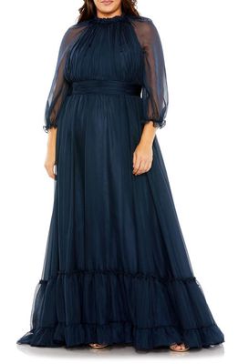FABULOUSS BY MAC DUGGAL Long Sleeve Tiered Gown in Midnight