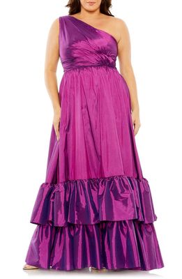 FABULOUSS BY MAC DUGGAL Metallic One-Shoulder Gown in Ultra Violet
