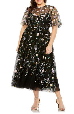 FABULOUSS BY MAC DUGGAL Sequin Floral A-Line Cocktail Dress in Black Multi