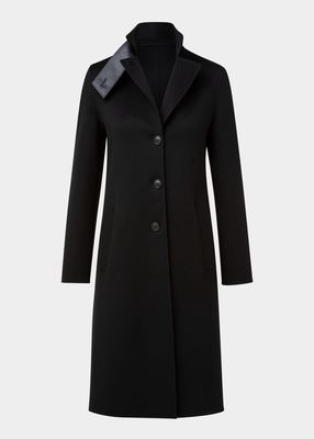 Faby Cashmere Coat with Leather Collar Detail