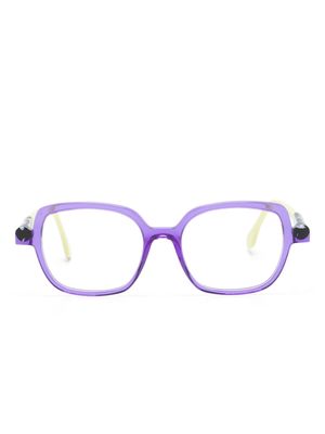 Face À Face logo-print rectangle-frame glasses - Purple