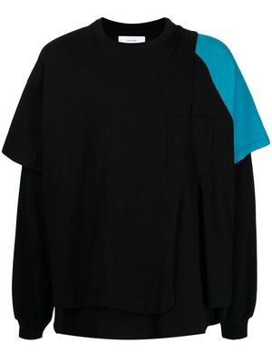 Facetasm layered contrast-sleeve T-shirt - Black