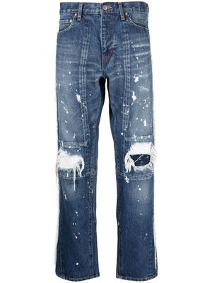 Facetasm paint-splatter distressed jeans - Blue